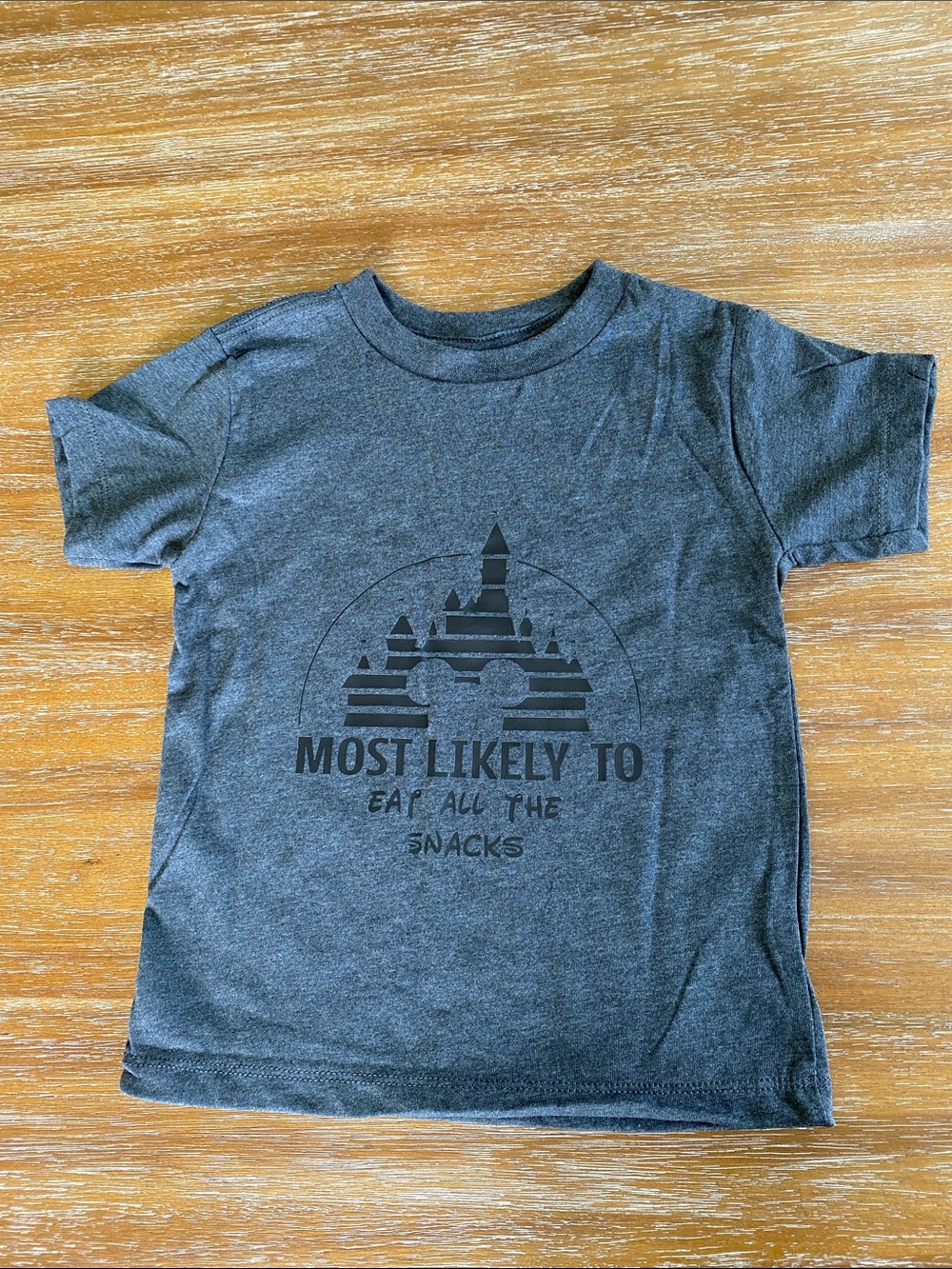 Bella Canvas Disney 3T Kids Gray Graphic Tee - Most Likely to Eat All the Snacks